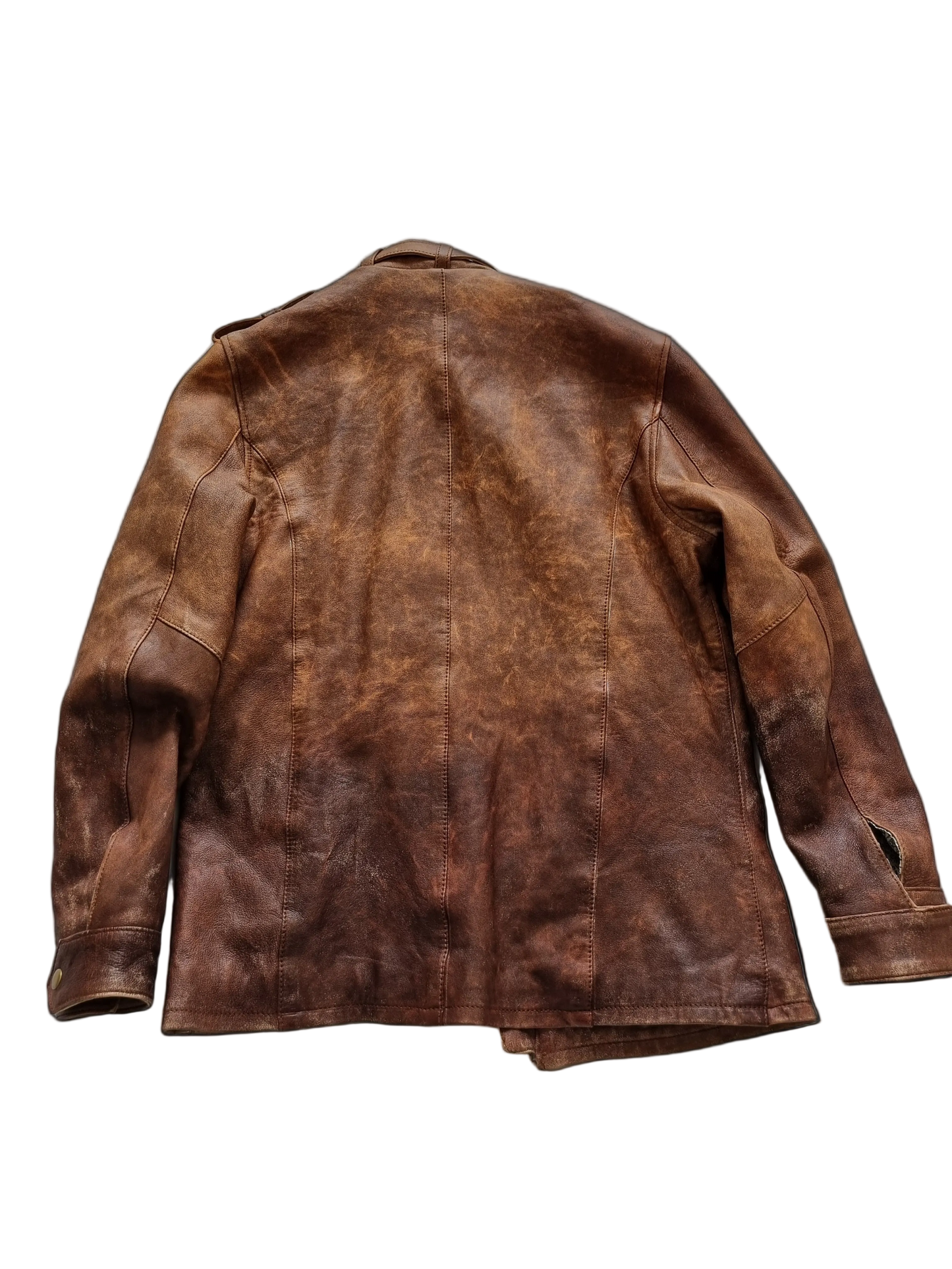 Brown leather jacket on a black background